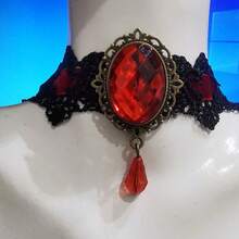 Vintage klassischer Gothic Spitze Choker für Frauen, schwarzer Kristall Anhänger Choker Halskette, Boho Schlüsselbein Schmuck, Weihnachtsgeschenke