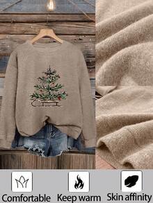 Christmas Tree Print Women's Casual Warm Faux Wool Sweater, Warm Pullover, Printed Sweater, Merry Christmas, Christmas Themed Clothing, Christmas Gift, Chinese New Year, Lunar New Year, Year Of The Horse, Spring Festival, Happy New Year, Valentine's Day, Valentine's Day Gift, Gift For Her, Going Out Tops, Love Day, Anniversary, Romantic Gifts, Gifts For Her, Gifts For Girlfriend, Matching Outfits, Express Love, I Love You, Unique Gifts, Limited Stock
