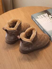 1 pereche de cizme de zăpadă plate, confortabile, cu căptușeală termică, pentru copii mici/bebeluși, potrivite pentru zile cu zăpadă, activități în aer liber, toamnă/iarnă - Kaki - Vizualizare 5