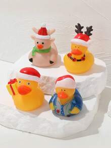 1 sztuka/5 sztuk gumowej kaczki świątecznej, świąteczny prezent na biurko, świąteczne rękodzieło DIY, prezent wodny, mała gumowa kaczuszka, słodka piszcząca kaczuszka, Wielkanoc, prezent na imprezę świąteczną, wymiana w klasie, dekoracja imprezy, nagroda w grze, prezent zimowy