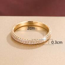 1pc Fashionable Minimalist Double-Row Cubic Zirconia Ring, Casual Gift Design For Women - Multicolor - View 7