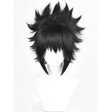 DShort Anime Black Cosplay Wig With Bangs Men's Black Spiky Layered Costume Wigs For Halloween Party Unisex - 忍者 - 查看 1