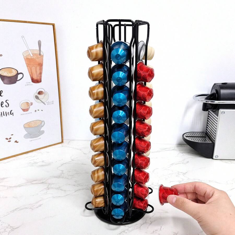 1 Coffee Capsule Rack, Tea Room Capsule Storage Rack, 360 Degree Rotating Rack, Large Capacity Metal Display Rack - CP081 Coffee Capsule Rack 6 Rows 60 Rotatable - View 1