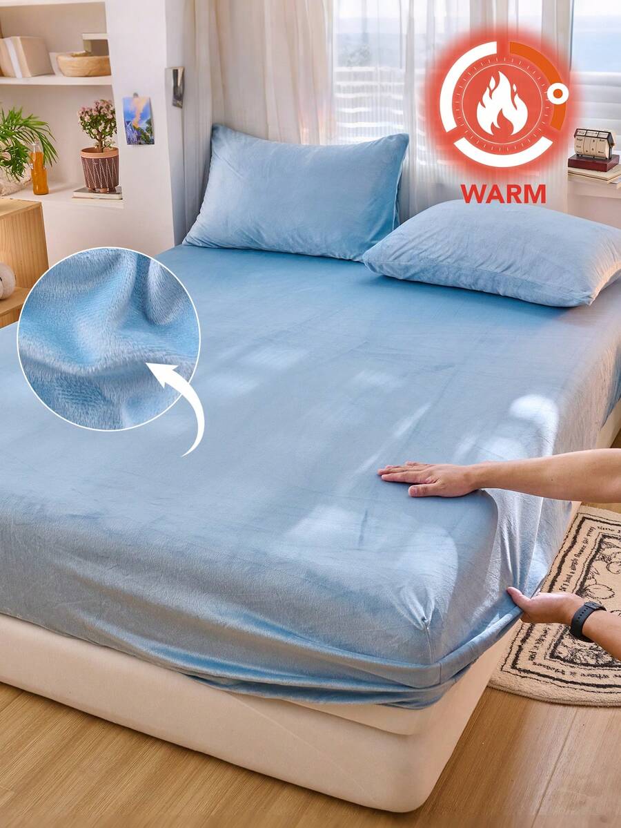 1 Stück Samt Spannbettlaken, warme weiche flauschige Spannbetttuch Bettwäsche, Matratzenschoner, Bettüberwurf, gemütliche Heimtextilien, weicher und bequemer Matratzenbezug, einfarbiges Laken, Tiefer Bund, nur Bettlaken, ohne Kissenbezug, staubdicht rutschfest, maschinenwaschbar, Bettwäsche Geschenke, passend für Einzelbett, Doppelbett, Kingsize, Queensize Betten, maschinenwaschbar, Herbstdekoration, Winterdekoration