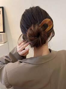 1pc Women's Ombre Acetate U-Shaped Hair Clip, Suitable For Daily Use, Suitable For Fine Or Normal Hair, Combs, Haircomb, Side Comb