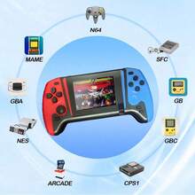 Q21 便携式复古掌上游戏机，内置 500 款游戏，无线控制器，可充电，支持电视连接（经典红蓝/蓝红/白配色） - 彩色 - 查看 5