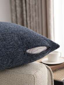 1 Piece, Navy Blue Decorative Square Pillow, Pillowcase Made Of Microfiber Short Pile Fabric, Available In A Variety Of Sizes, Pillow Core Not Included, Zipper Closure, Suitable For Holiday Parties, Sofa Cushion Covers To Match Beige Sofas, Bed Cushions, Living Rooms, Offices, Car Lumbar Cushions And As Simple Gifts.