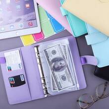 Antner A6 Budget Binder With Zipper Cash Envelopes Money Organizer & Budgeting, PU Leather Budget Planner Money Saving Binder With Cash Stuffing Envelopes & Labels Home Office Travel, Black2025 - Purple - View 6