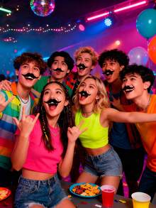 1 Set Self-Adhesive Black Beard, Natural Hair In Various Shapes, Suitable For Halloween, Christmas, Thanksgiving, Weddings, Masquerade Parties, Costume Parties, Beard Themed Parties - Multicolor - View 2