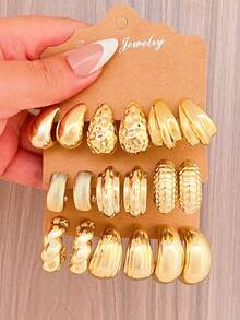 6-18 件创意混合形状耳环套装，适合全年女性