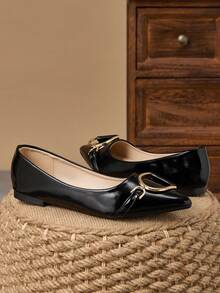 WHDXY 1 Pair Women's Pointed Toe Flats, Soft Leather Office Shoes, Versatile Loafers, Shallow Soft Bottom Fairy Style Flat Heel Slip-On Commuting Shoes