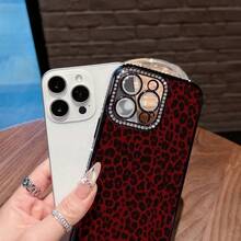 Leopard Print Mobile Phone Case Designed With A Bold Red And Black Pattern Suitable For   17, 17 Promax, 17 Pro,  17 Air,, 16,  16 ProMax,  15,  15 ProMax,  14,  13,  12 And  11 Pro Models Made Of TPU Material And Provides Shockproof Protection Perfect For Family, Friends, Children, Birthdays, Spring, Holidays, Boyfriends, Girlfriends And Valentine's Day Gifts - 黑色 - 查看 5