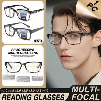 1 pieza Gafas de lectura multifocales de moda, lentes progresivos 2 en 1, visión de lejos y cerca, bisagras de resorte cómodas, estilo clásico de negocios y casual para hombres y mujeres