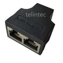 Conector adaputador duplicador RJ45 para cabo de rede entrada Femea - Preto - Visão 5