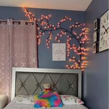 48/72/96/144 LED flexible rosa Kirschblüten-Lichterkette, 1,5m/1,6m/1,8m/2,3m Rattan-Zweig Fairy Lichterkette, 8 Modi Dekorationslampe aus Weide, Beleuchtung für Wohnzimmer-Ambiente, Party- und Feiertags-Dekoration, perfektes Geschenk zu Geburtstag, Weihnachten, Erntedank