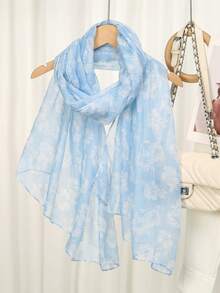 1pc Floral Print Casual Cute Party Polyester Scarf, All Season
