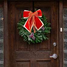 Large Red Flocked Bow Decoration, Suitable For Holiday Party Decor