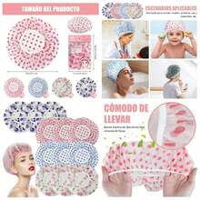 Gorros para Regadera, 12 Piezas Gorros de Ducha Gruesos e Impermeables para Mujer, Gorro de Dormir de Ajustable, Cuidado del Cabello, Reutilizable, para Dormir, Maquillaje, Baarse, Cocinar - Multicolor - Ver 1