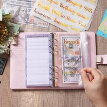 Budget Binder, A6 Money Saving Binder With Cash Envelopes, PU Leather Challenge, Zipper Envelopes, Budget Sheet And Category Sticker Labels2025 - Pink Floral - View 5