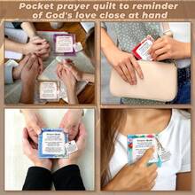Pocket Prayer Quilt With Cross Inside, Mini Handwritten Prayer Quilt, Handmade Square Pocket Quilt, Christian Encouragement Gifts For Friends And Family, Thanksgiving, Christmas, Pastor, And Appreciation Gifts - 24pcs Fresh - View 10