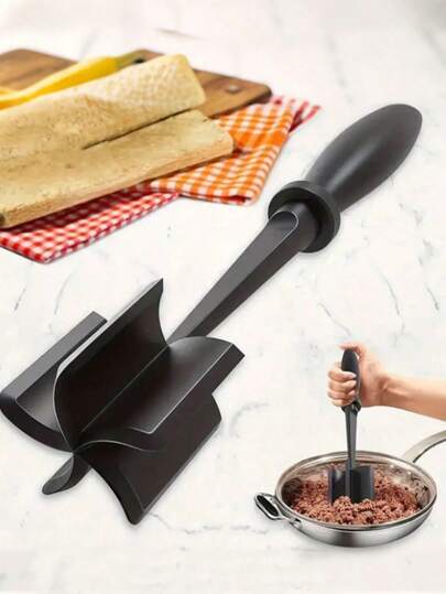 1pc Multi-Functional Meat Chopper, Non-Stick Potato Masher, Fruit Salad Mixer, Rice Stirring Spatula, Handheld Meat Chopper And Spatula, Suitable For Cooking And Mixing, Kitchen Utensil, Kitchen Essential, Christmas Gift For Mom (Random Style And Color)