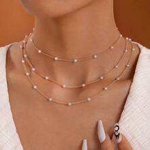 1pc Multi-Layer Minimalist Faux Pearl Necklace, Suitable For Women's Daily And Holiday Wear