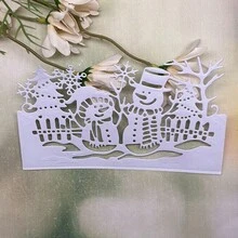 1pc Cute Christmas Snowman Frame, Metal Cutting Mold Template DIY Scrapbooking Album Paper Card, Christmas Scrapbooking Supplies, Suitable For Invitations, Cards, Albums - Silver - View 3