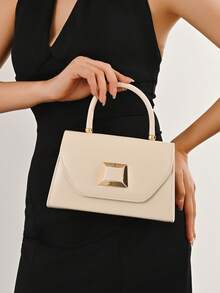 简约链条单肩斜挎包 小方包 时尚百搭手提包 小包 尽显女性气质，女士手提包 晚宴包 礼服手拿包 派对女孩手拿包 女士手拿包，适合派对、婚礼、舞会、晚宴/宴会等场合 - 杏色 - 查看 8