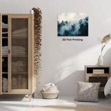 1pc Creative Canvas Art Paintings Green Pine Trees Covered With Fogs For Classrooms Office Walls For Decorative Posters Ideal For Decorating Bedrooms Living Rooms Hallways Coffee ShopsStretched And Framed Ready To Hang.