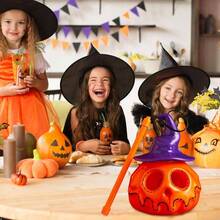 Calabaza Iluminada de Halloween Decoracin De Linternas Calabaza Esqueleto Decorativa Luces Espeluznantes Accesorios Para Fotos Decoracin Halloween Para Interior Jardn Csped Porche Casa De - Nueva linterna de calabaza esquelética estilo B - Ver 10