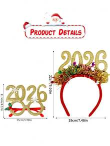1/2 pezzi Cornice per foto di Natale 2026 Fascia per capelli Accessorio per capelli Decorazione per feste di Natale Regalo di Natale - Multicolore - Visualizzare 6
