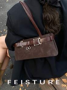 1pc Fashion Women's Underarm One Shoulder Bag With Belt Buckle, Suitable For Daily Outings, Dates, And Commuting