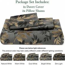 Queen Size 3pcs Ultra Soft Breathable Comforter Cover Set, Luxury Cozy Flannel Duvet Cover With Pillow Shams, 90" X 90", Dark Grey,  And  Bedding Collection - 灰色和金色(無被子) - 查看 6