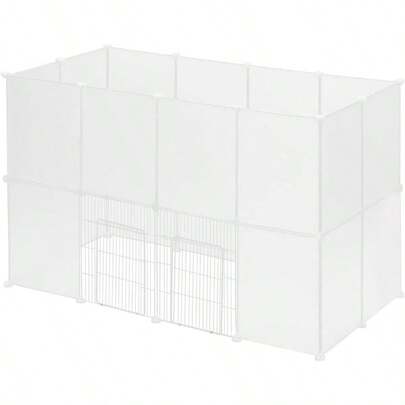 Pet Playpen, Rabbit Run Hamster Playpen Exercise Fence Small Animal Enclosure Cage White, 22 Plastic Panels+2 Door