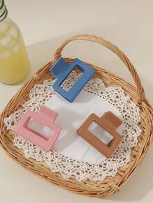 4/1pc Solid Color Ladies 5.5cm Square Plastic Small Hair Clip, Fashionable, Elegant, Stylish, Minimalist, For Everyday Wear, Party, Commute, Vacation - For Styling, Washing, Makeup, Clothing Accessories Hair Clip Summer Hair Clip Chin Hair Clip Hair Clip Handle Hair Clip, School Supplies, University At The End, Do Not Miss Elegant Claw Clip Winter Hair Accessories Fashion Hair Clutch