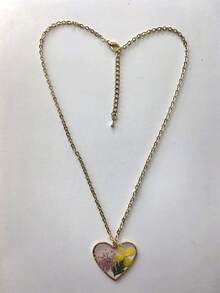 1 pieza Exquisito collar con colgante de círculo de flor seca hecho a mano en resina, diseño de flor de nacimiento de 12 meses que incluye rosa, peonía, flox, golondrina y narciso. Accesorios florales adecuados para uso diario y como regalo.