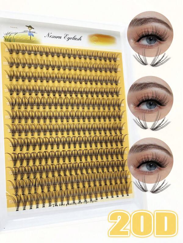 240 رموش صناعية كبيرة السعة بالحرارة، مجموعة رموش صناعية طبيعية كثيفة وفاخرة بحجم 10D/20D/30D/60D/80D، طول 10-18 مم، رموش فردية رفيعة وعناقيد رموش للاستخدام المنزلي DIY