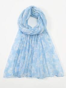 1pc Floral Print Casual Cute Party Polyester Scarf, All Season