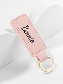 1pc Custom Keychain PU Leather Keychain Fashionable And Simple Square Leather Buckle Can Print Logo Leather Pendant Men's And Women's Keychains