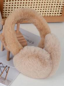 1pc Unisex Foldable Plush Ear Warmers, Cute Furry Winter Ear Muffs, Halloween & Christmas Gift, Freeze-Proof Ear Covers, Ear Protection For Outdoor Activities In Winter