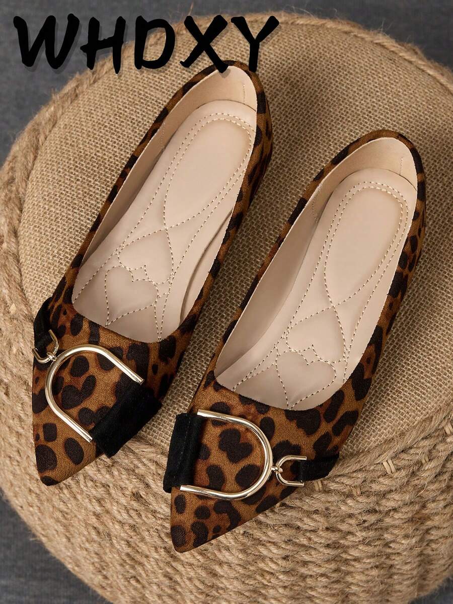 WHDXY 1 Pair Women's Pointed Toe Flats, Soft Leather Office Shoes, Versatile Loafers, Shallow Soft Bottom Fairy Style Flat Slip-On Commuting Shoes - 棕色 - 查看 1