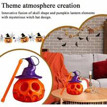 Calabaza Iluminada de Halloween Decoracin De Linternas Calabaza Esqueleto Decorativa Luces Espeluznantes Accesorios Para Fotos Decoracin Halloween Para Interior Jardn Csped Porche Casa De - Nueva linterna de calabaza esquelética estilo B - Ver 3