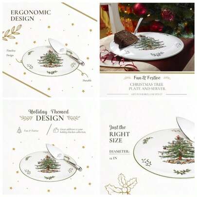 - rbol de Navidad, rbol de Navidad Esculpido Plato Octagonal, Multicolor, 1