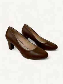 Chaussures femme grande taille, confortables, décontractées et de haute qualité avec talons hauts - Tabac - Voir 2