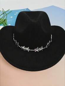 1pc Metal Five-Pointed Star Hat Chain, Versatile Felt Hat/Fascinator Accessory, Suitable For Birthday Gifts, Holiday Parties, Daily Hat Decoration