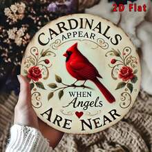 1pc Vintage Cardinal & Floral Wreath Metal Sign - Rustic Farmhouse Wall Decor With Red Cardinal Bird, Floral Wreath - "Cardinals Appear When Angels Are Near" Quote - Beige Background - Durable Indoor/Outdoor Decoration For Home, Garden, Door - Housewarming Gift - No Electricity Needed, Garden Decor, Naturethemed Art, Intricate Detailing - Nhiều màu - Xem 1