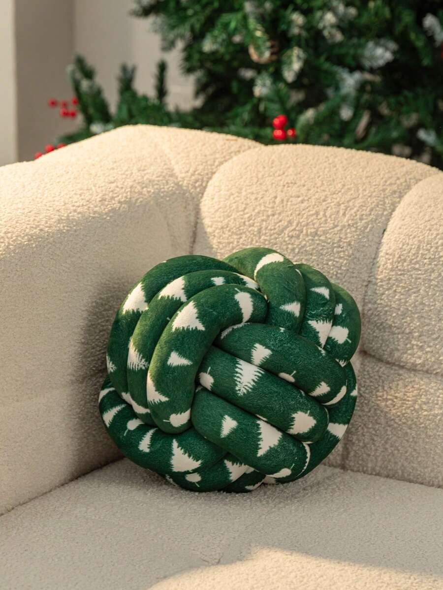 1 buc. Pernă decorativă tricotată manual, pernă decorativă cu tematică de Crăciun, moale și confortabilă, potrivită pentru canapeaua din sufragerie, tăblia de pat din dormitor, cadou, pentru toate anotimpurile, verde