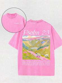Yuega Tshrit 1pcJesus Religious Cross Sun Printed Retro Washed T-Shirt, 230G, Retro Street Style. Simple And Versatile, Pure Cotton Is Of High Quality, Novel And Fashionable, And It Is A Must-Have Fashion T-Shirt For Spring And Summer.Summer Clothing Tops - 玫紅色 - 查看 7