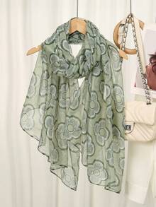 1 Stück Blume Muster süßer, lässiger Streetstyle Polyester Schal, ganzjährig