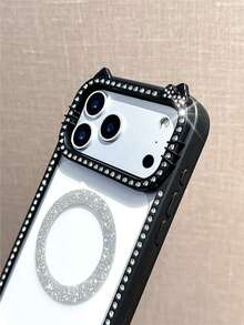 1 Ốp lưng điện thoại hình mèo đính đá lấp lánh màu đen tương thích với iPhone 17, 17 Pro, 17 Air, 17 Pro Max, 11, 11 Pro, 11 Pro Max, 12, 12 Pro, 12 Pro Max, 13, 13 Pro, 13 Pro Max, 14, 14 Pro, 14 Plus, 14 Pro Max, 15, 15 Pro, 15 Plus, 16, 16 Pro, 16 Pro Max, 16 Plus - Nhẫn kim cương đen hình mèo lấp lánh - Xem 5